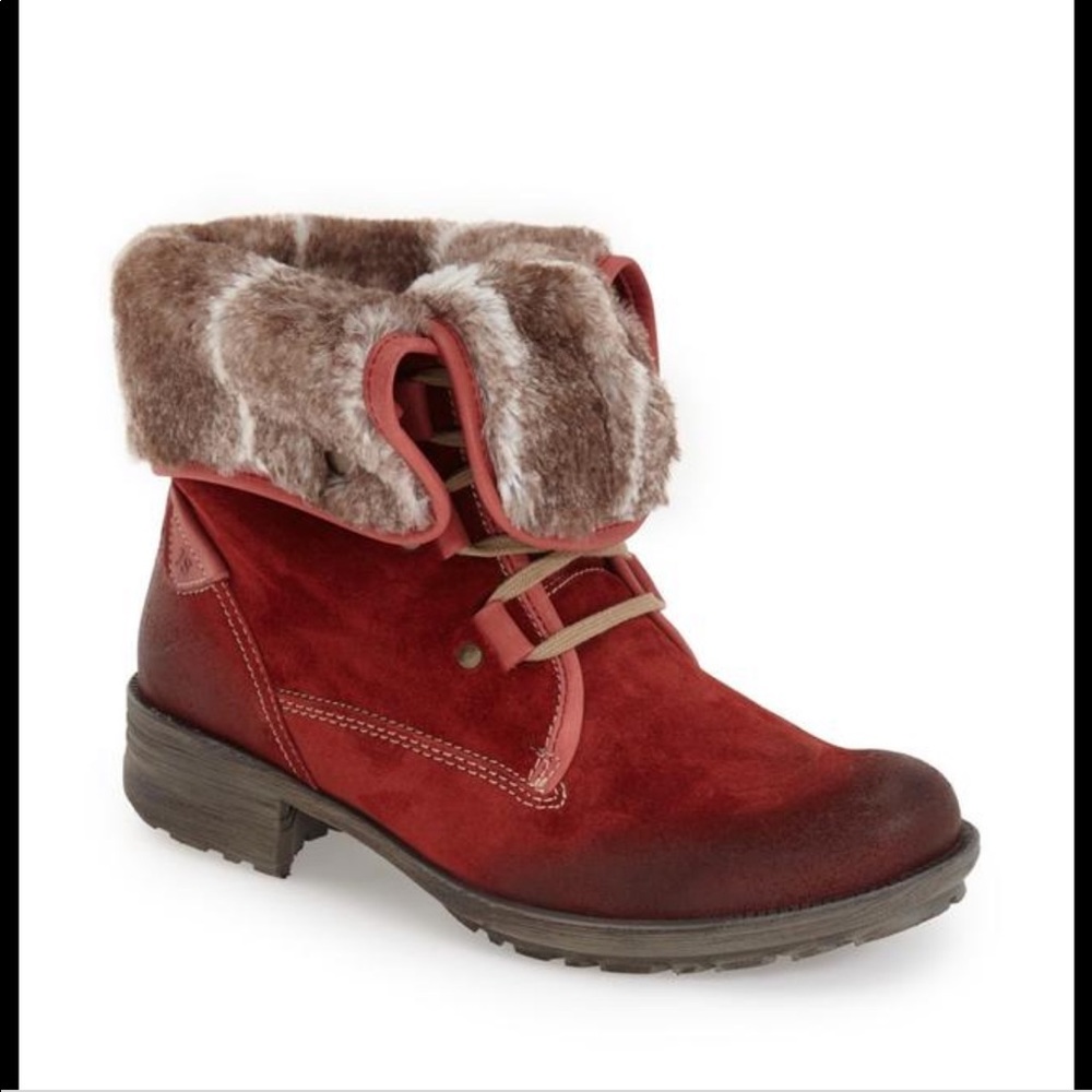 Josef Seibel  Sandra 04 Suede Faux Fur Trim Boots
